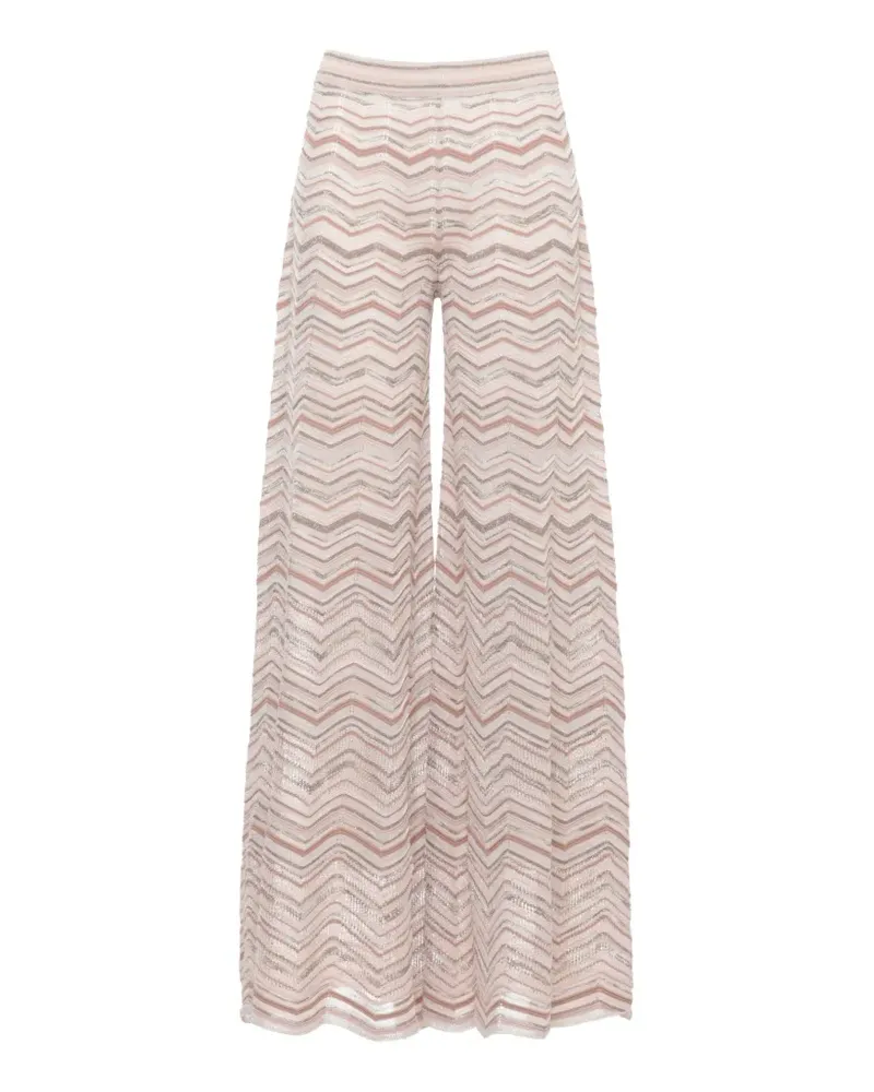 D.EXTERIOR wide-leg chevron knit trousers - Nude Nude