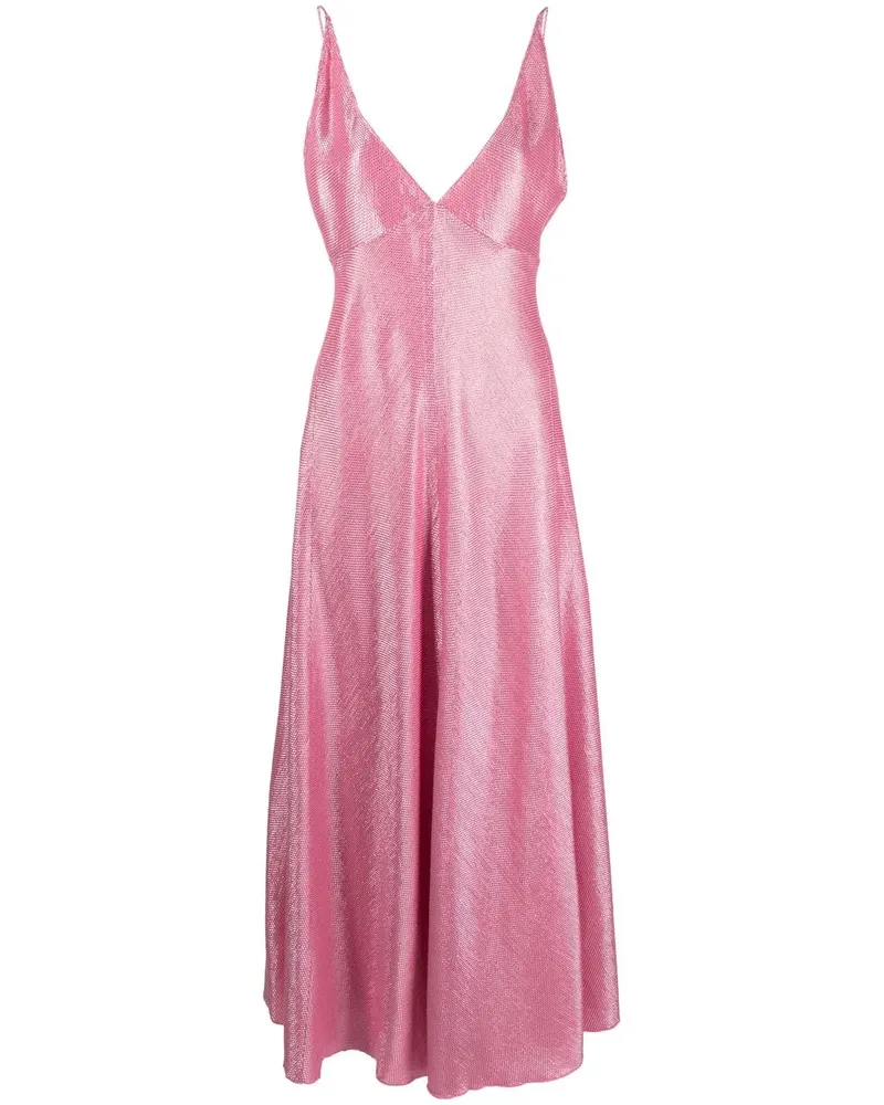 forte_forte Kleid mit tiefem V-Ausschnitt - Rosa Rosa