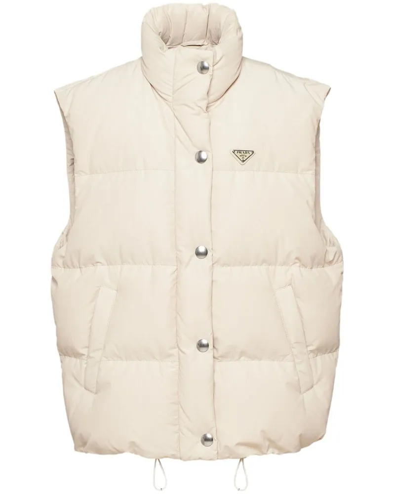 Prada Gefütterte Weste mit Logo-Patch - Weiß Weiß