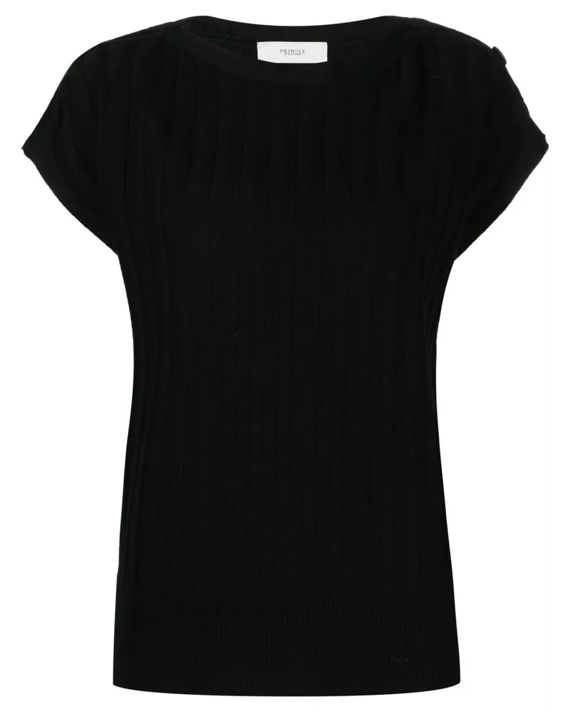 Pringle of Scotland T-Shirt aus geripptem Strick - Schwarz Schwarz