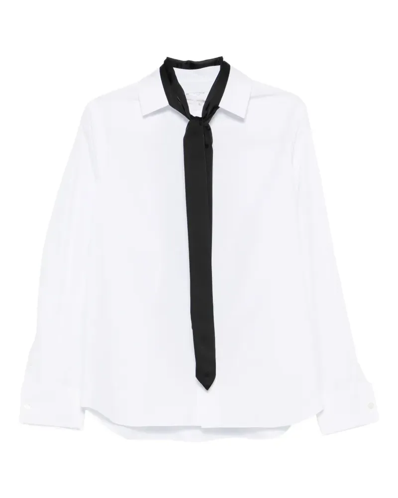 Sacai scarf-detail long-sleeve shirt - Weiß Weiß