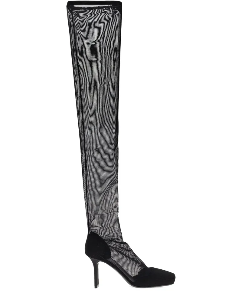 Courrèges square-toe mesh thigh boots - Schwarz Schwarz