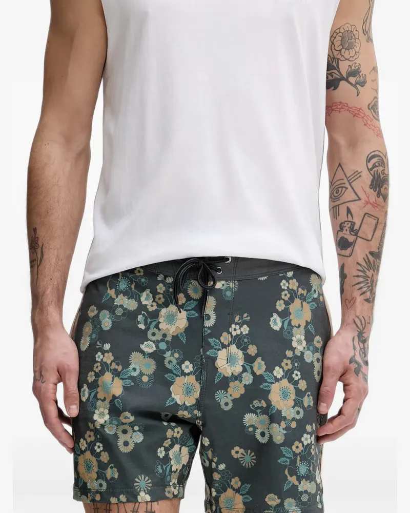 Hurley floral-print drawstring swim shorts - Grau Grau
