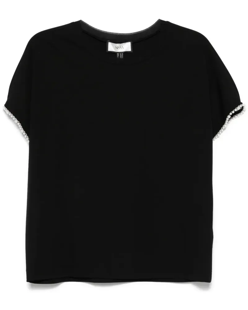 NISSA T-Shirt mit Kunstperlen - Schwarz Schwarz