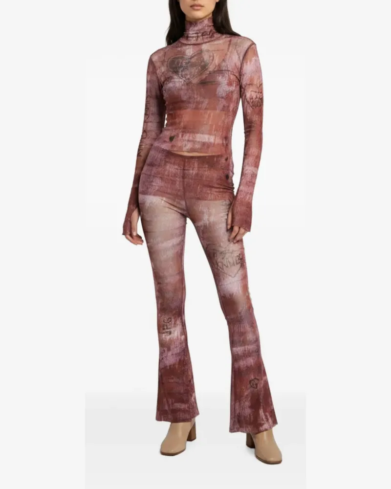 FourTwoFour on Fairfax graphic-print flared trouser set - Rot Rot