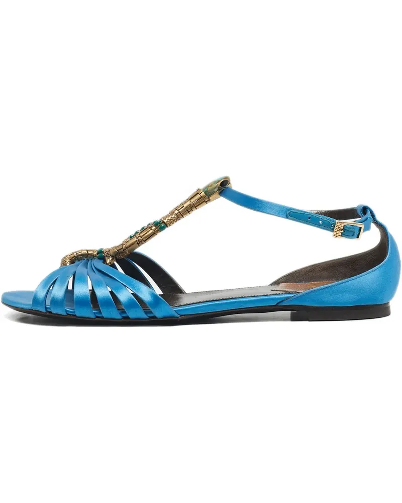 Roberto Cavalli snake logo t-strap sandals - Blau Blau