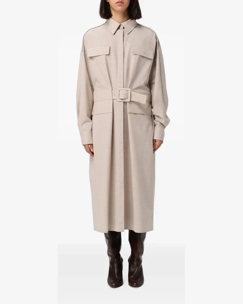 Fabiana Filippi belted chest-pockets maxi shirt dress - Nude Nude