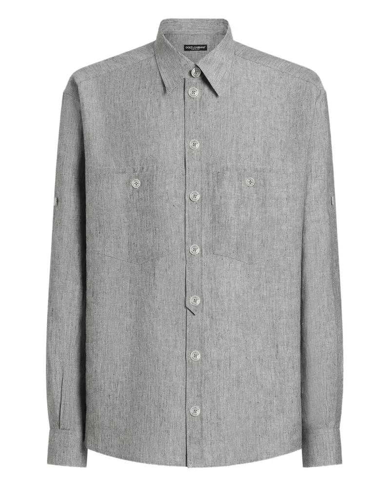 Dolce & Gabbana Hemd aus Leinen - Grau Grau