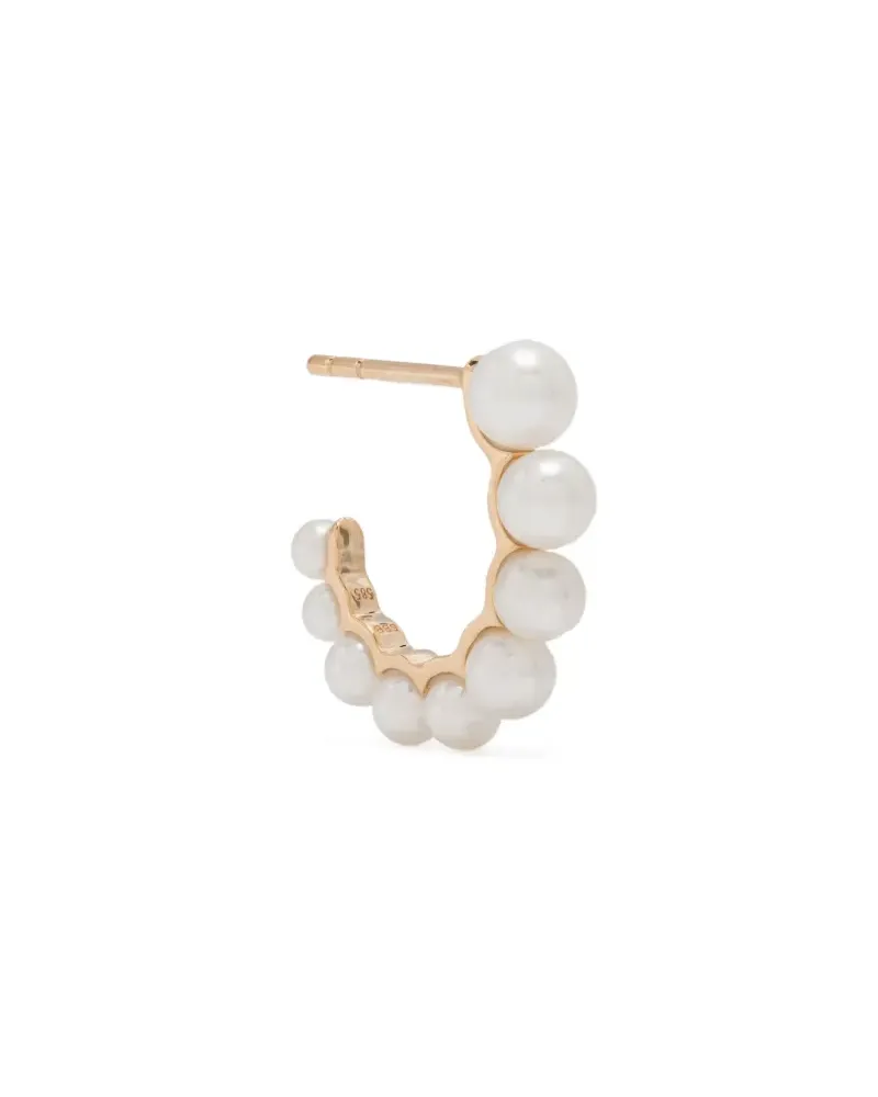 Sophie Bille Brahe 14kt Petit Boucle de Perle Gelbgoldohrring - Weiß Weiß