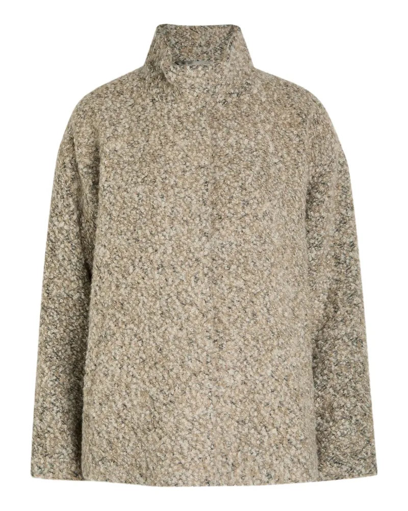Eileen Fisher funnel-neck bouclé-texture jacket - Nude Nude