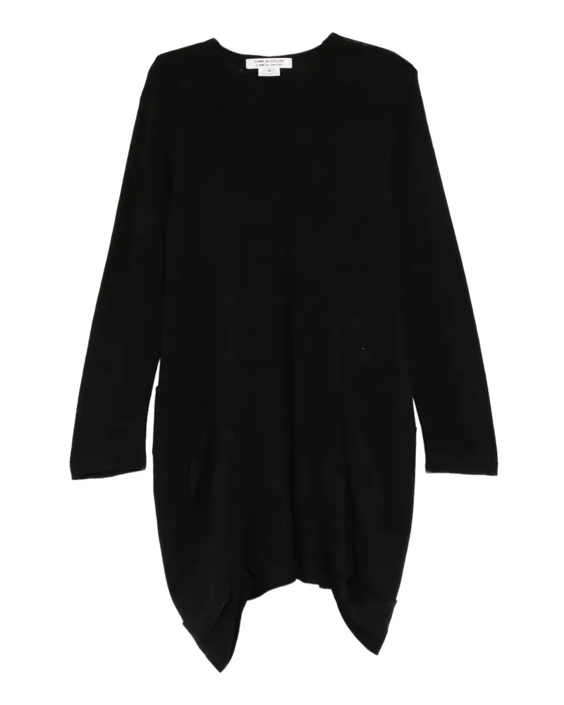 Comme des Garçons Asymmetrisches Pulloverkleid mit Taschendetail - Schwarz Schwarz
