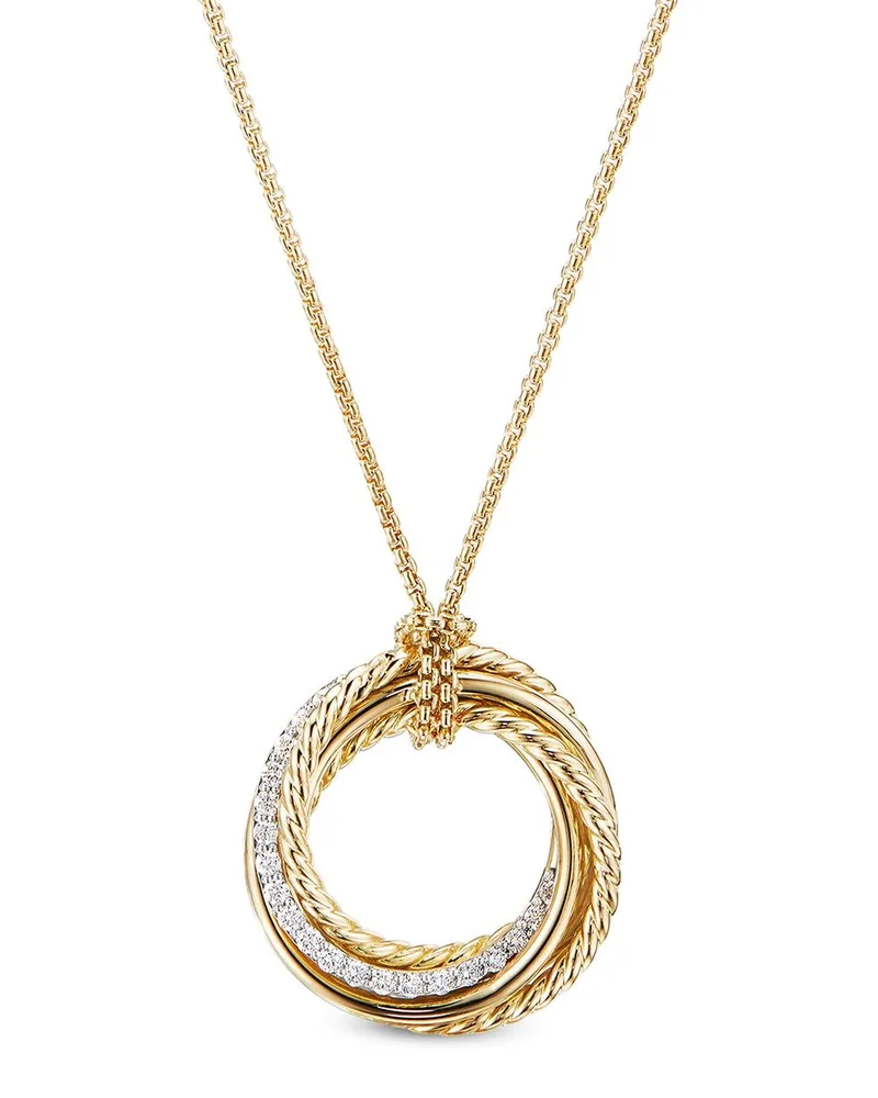 David Yurman 18kt Crossover Gelbgoldhalskette mit Diamantanhänger 21mm Gold