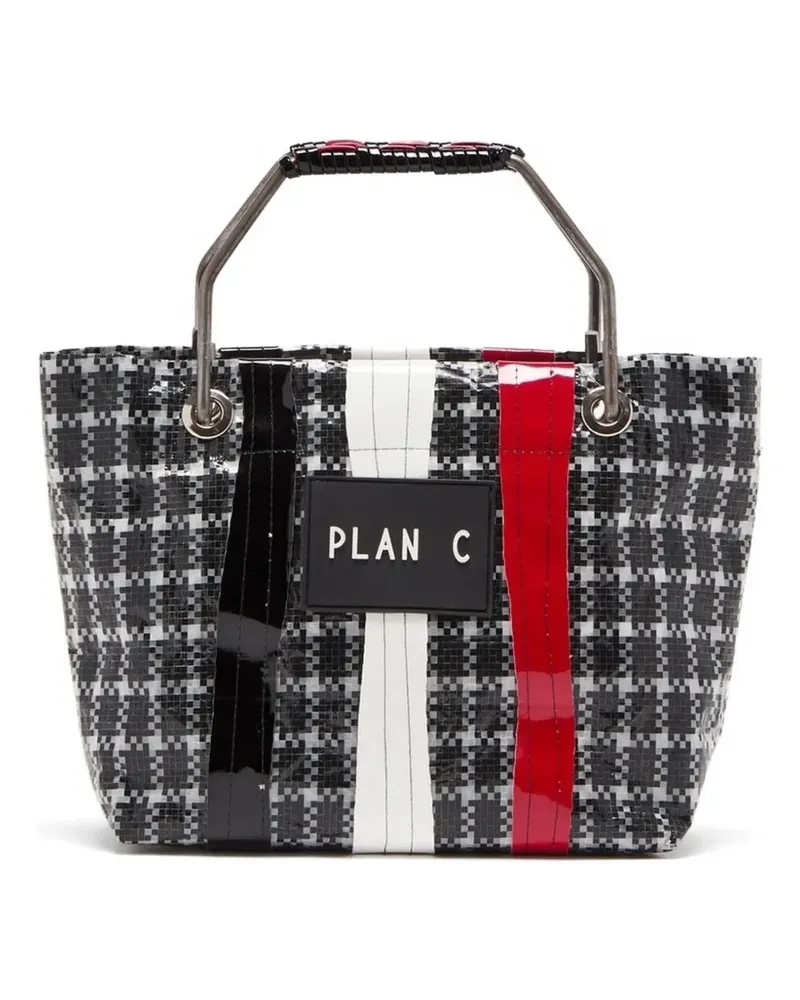 PLAN C glossy technical tote bag - Schwarz Schwarz