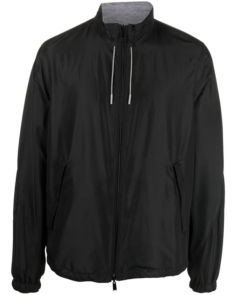 Ermenegildo Zegna Wendbare Jacke mit Logo-Print - Schwarz Schwarz