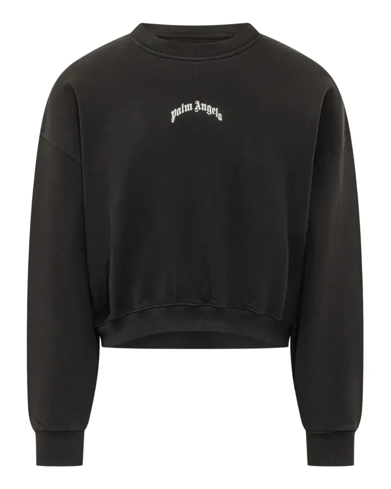 Palm Angels curved-logo cropped crewneck sweatshirt - Schwarz Schwarz
