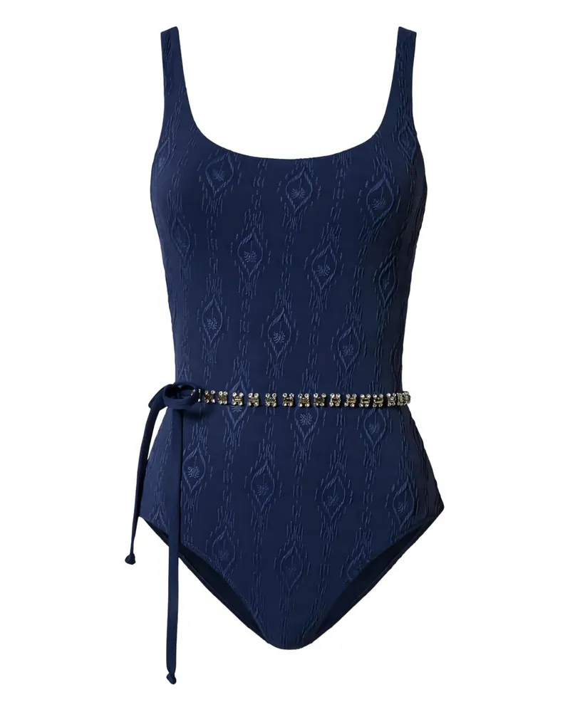 Twin-Set embossed-detail belted swimsuit - Blau Blau