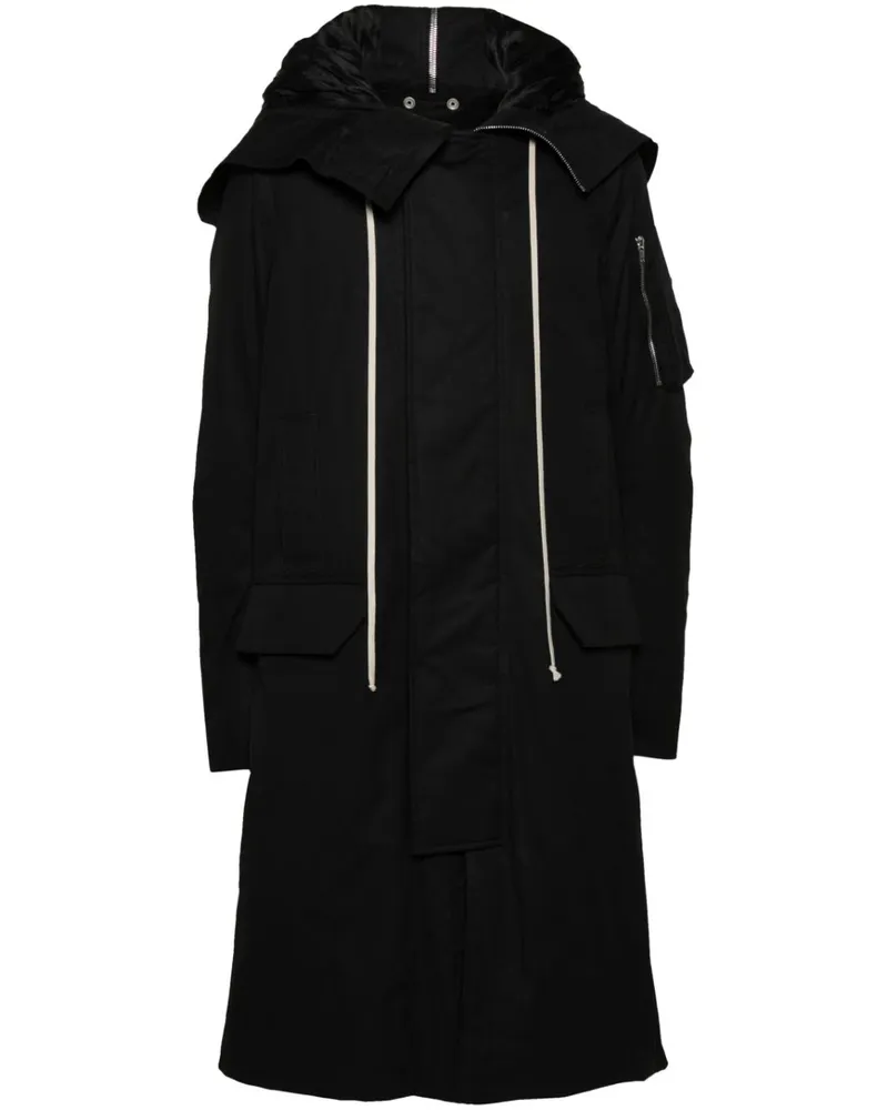Rick Owens Gefütterter Kapuzenmantel - Schwarz Schwarz