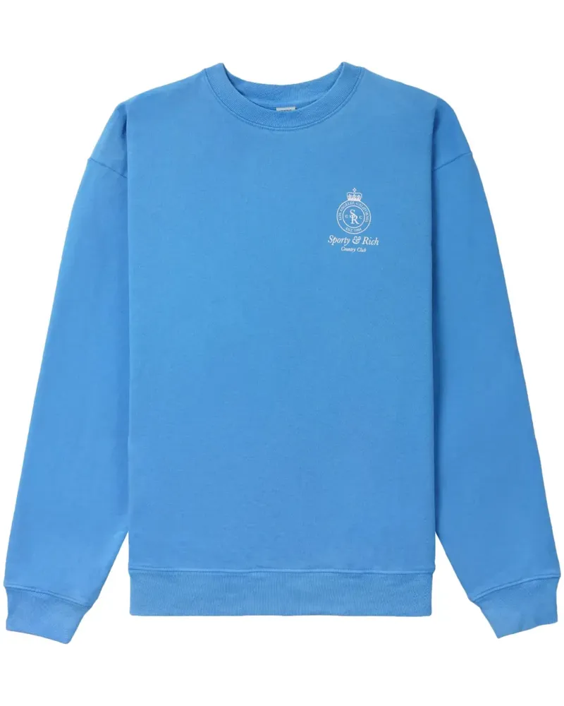 SPORTY & RICH Pullover mit Logo-Print - Blau Blau