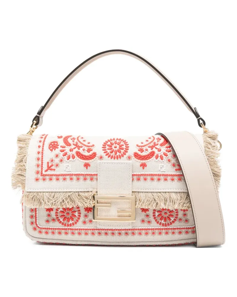 Fendi Baguette Tote Bag mit Fransen - Nude Nude