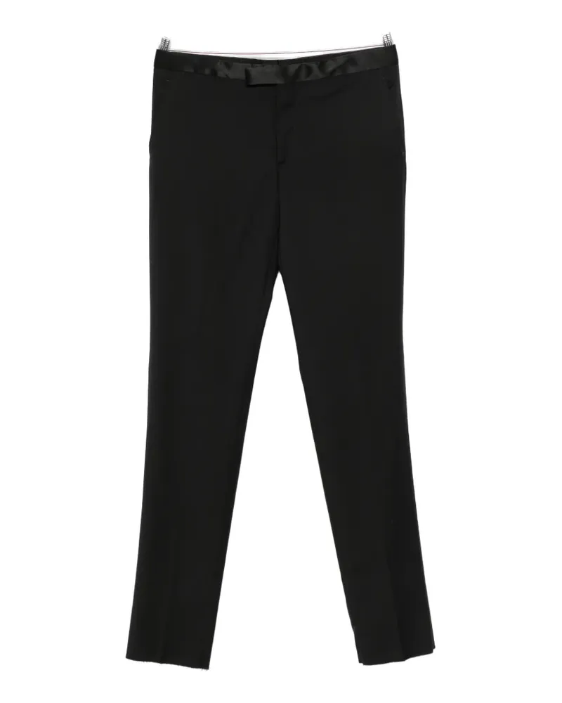 Tagliatore satin-trim trousers - Schwarz Schwarz