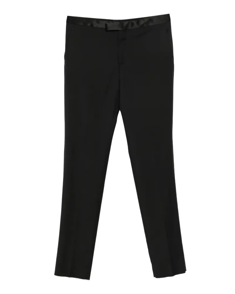 Tagliatore satin-trim trousers - Schwarz Schwarz