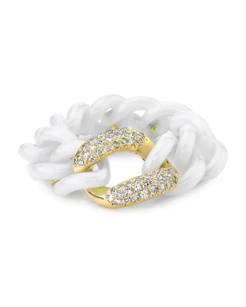 SHAY Mittelgroßer 18kt Link Gelbgoldring mit Diamanten Gold
