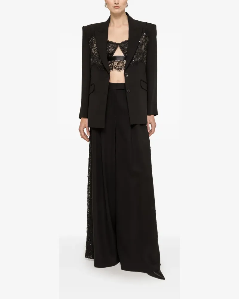 NISSA lace-insert sequin-embellished blazer - Schwarz Schwarz