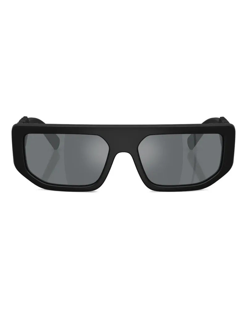 Dolce & Gabbana Eckige DG6203 Sonnenbrille mit Prägung - Schwarz Schwarz