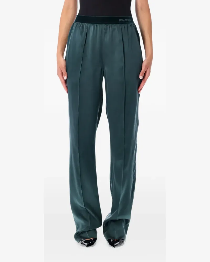 Tom Ford PJ Hose aus Seidensatin mit Pfirsichoptik - Grün Grün