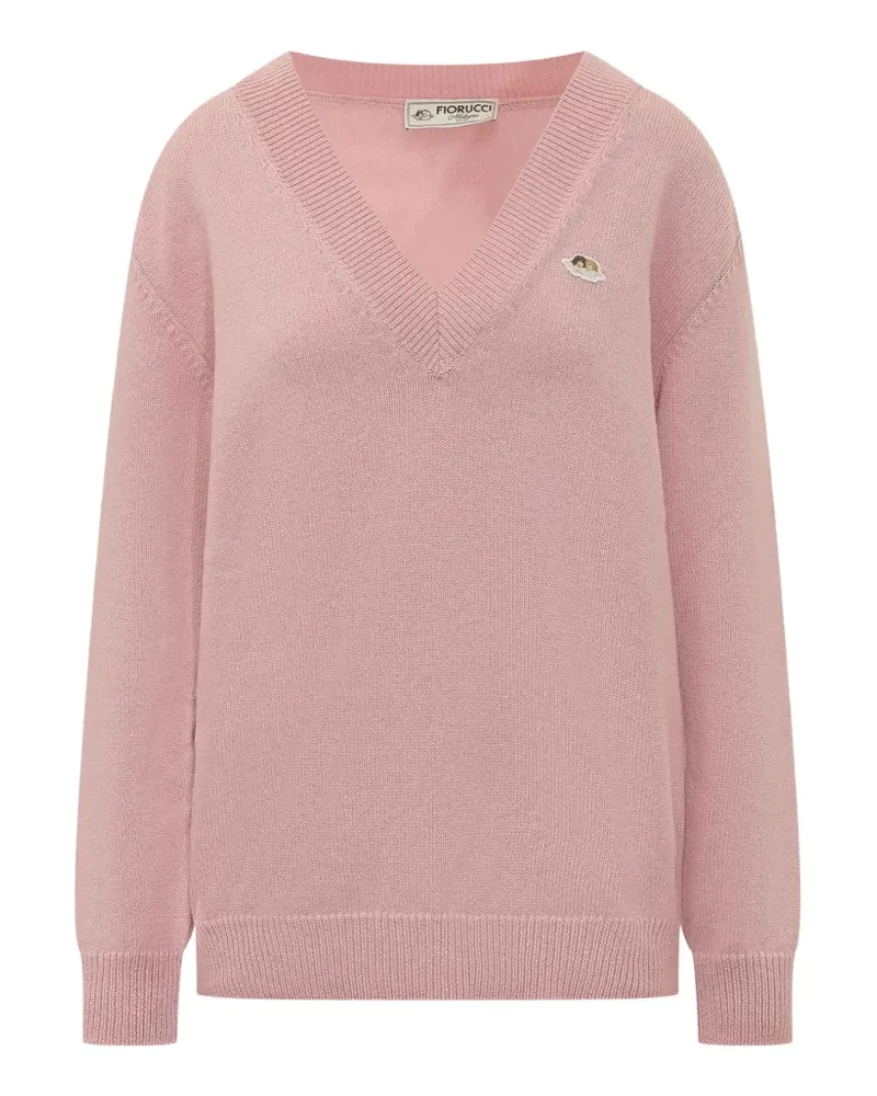 Fiorucci Angels-patch V-neck sweater - Rosa Rosa