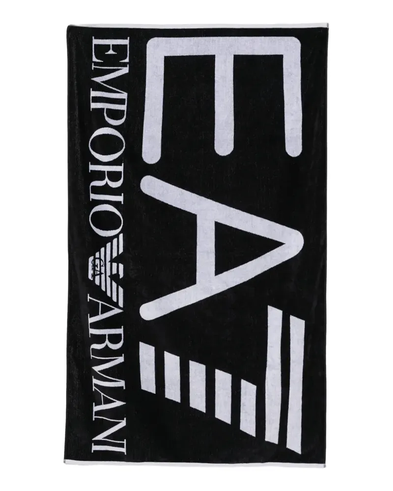 Emporio Armani Strandtuch mit Intarsien-Logo - Blau Blau