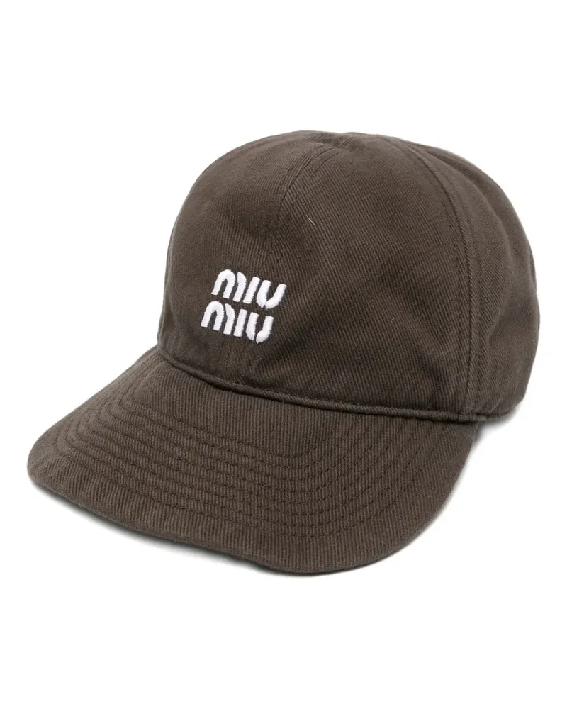 Miu Miu logo-embroidered drawstring baseball cap - Braun Braun
