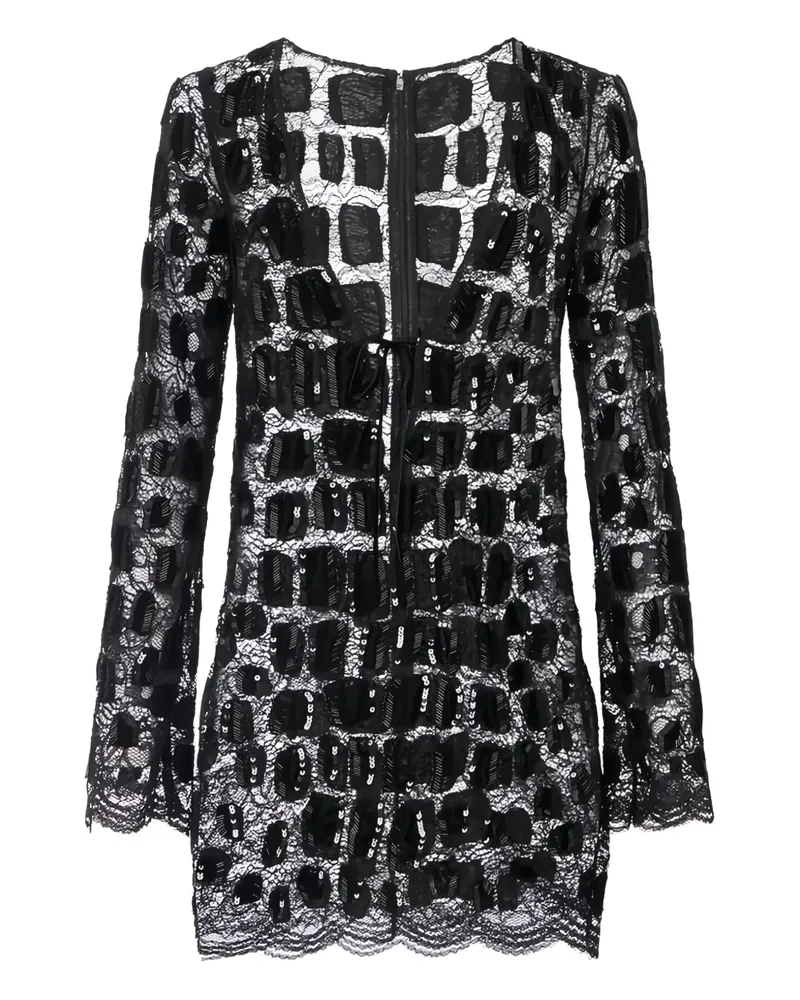 Elisabetta Franchi Langärmeliges Paillettenkleid - Schwarz Schwarz