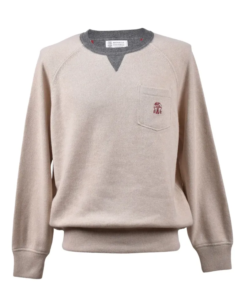 Brunello Cucinelli Pullover mit Logo-Stickerei - Nude Nude