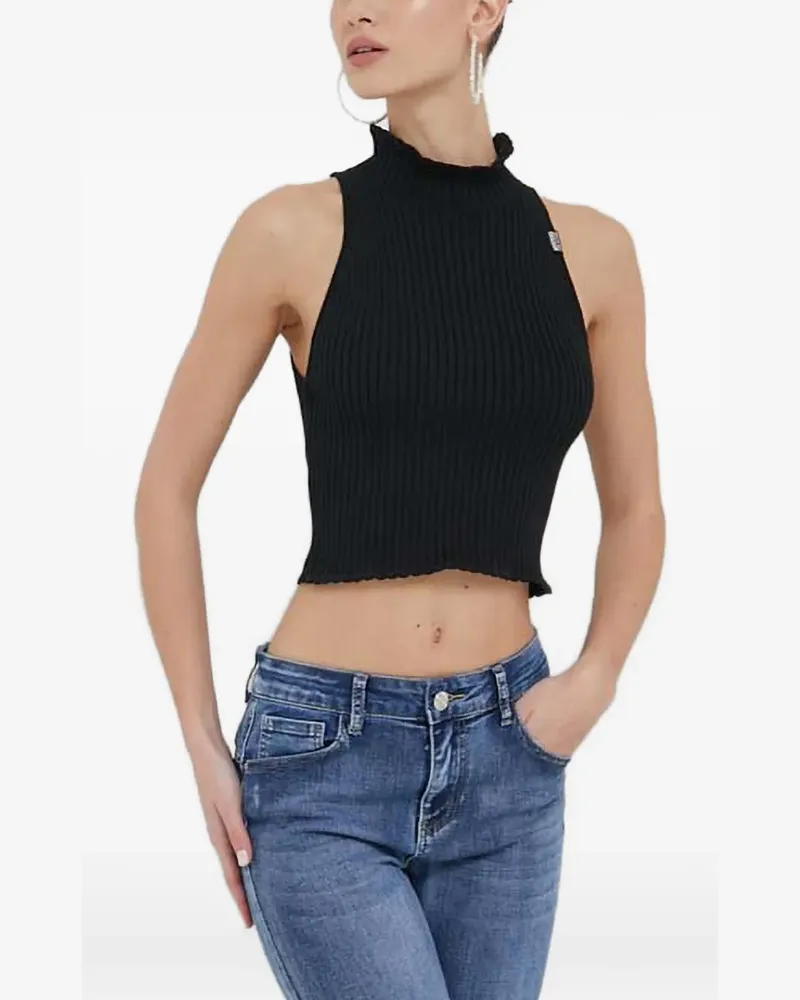 Moschino ruffled sleeveless top - Schwarz Schwarz