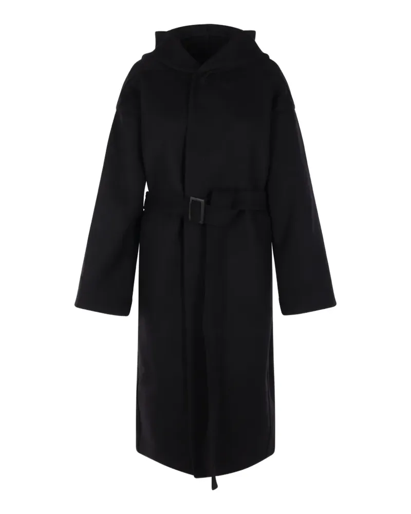 Rick Owens Tower hooded belted coat - Schwarz Schwarz