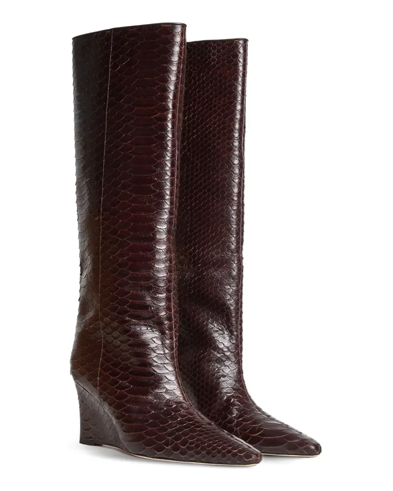 Cynthia Rowley snake-embossed leather wedge boots - Braun Braun