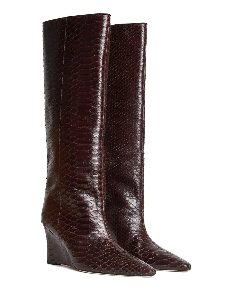 Cynthia Rowley snake-embossed leather wedge boots - Braun Braun