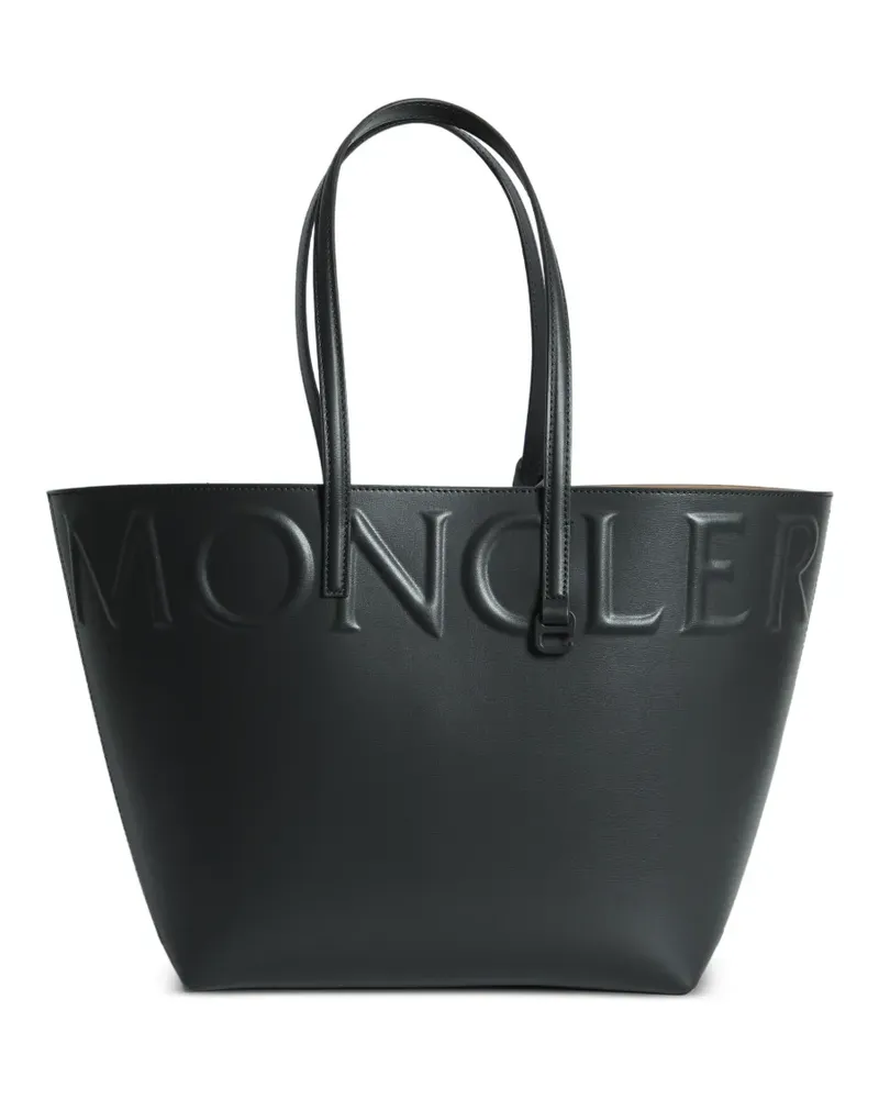 Moncler embossed-logo leather tote bag - Schwarz Schwarz