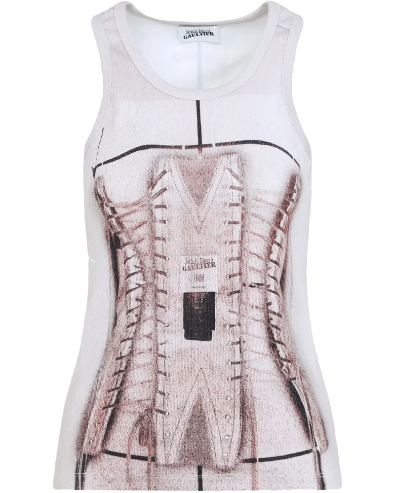 Jean Paul Gaultier Cage Oberteil mit Trompe oeil-Print - Weiß Weiß