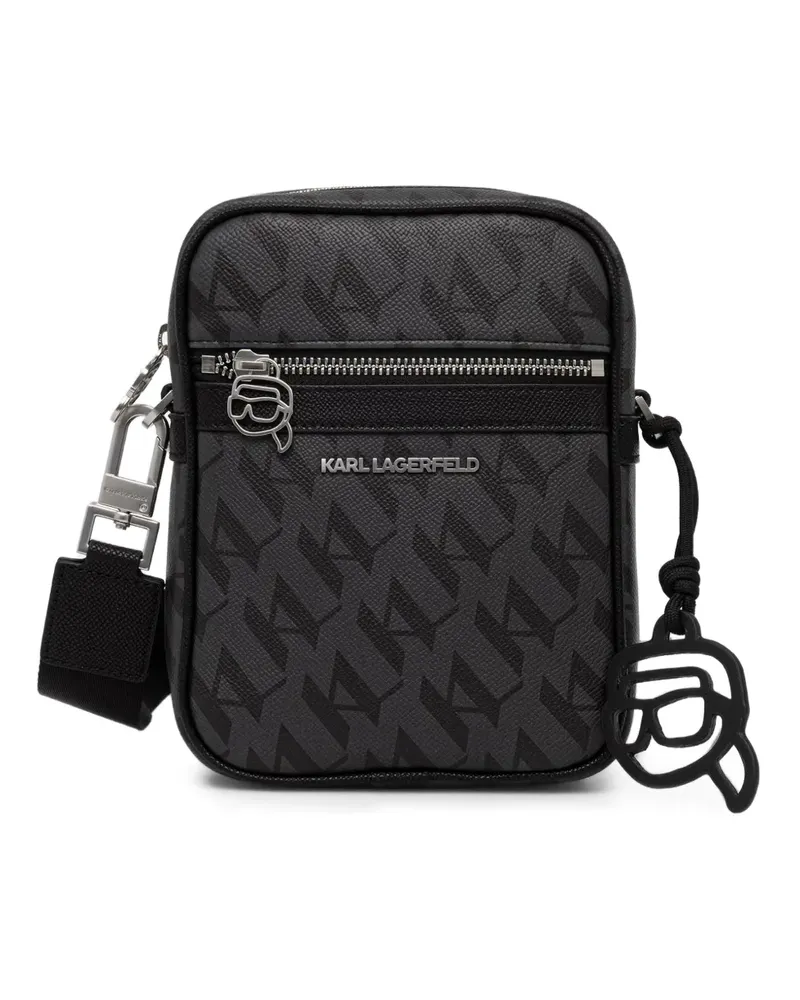 Karl Lagerfeld Kuriertasche mit Monogramm-Print - Schwarz Schwarz
