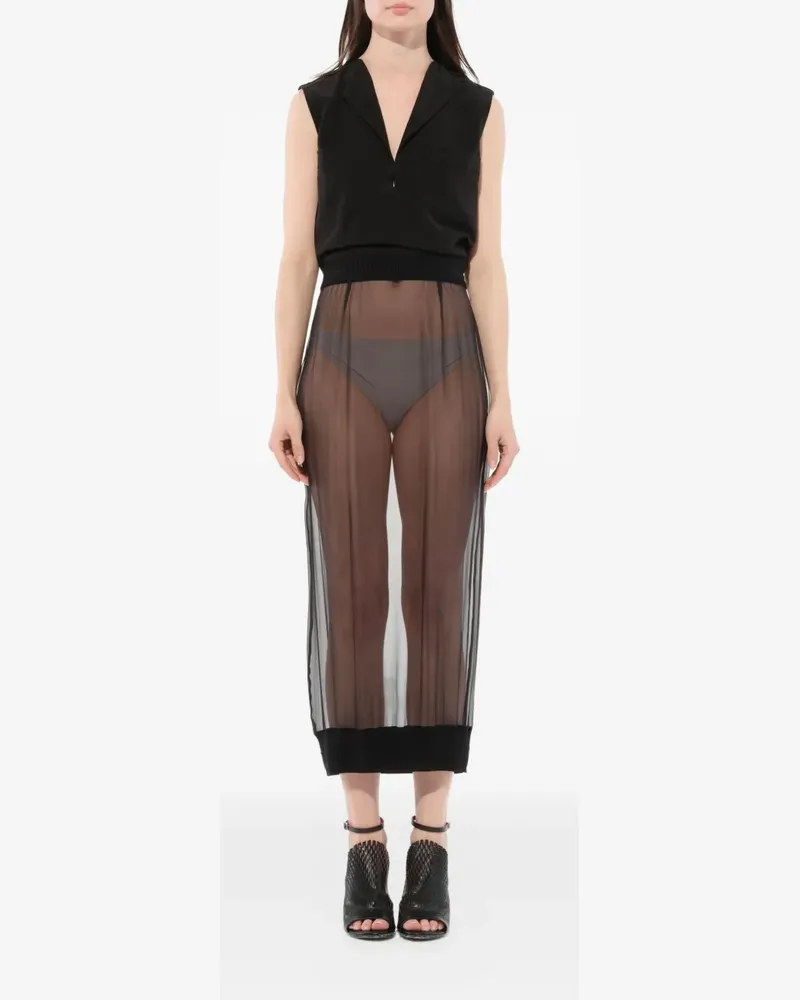 Givenchy sheer ribbed-trim skirt - Schwarz Schwarz