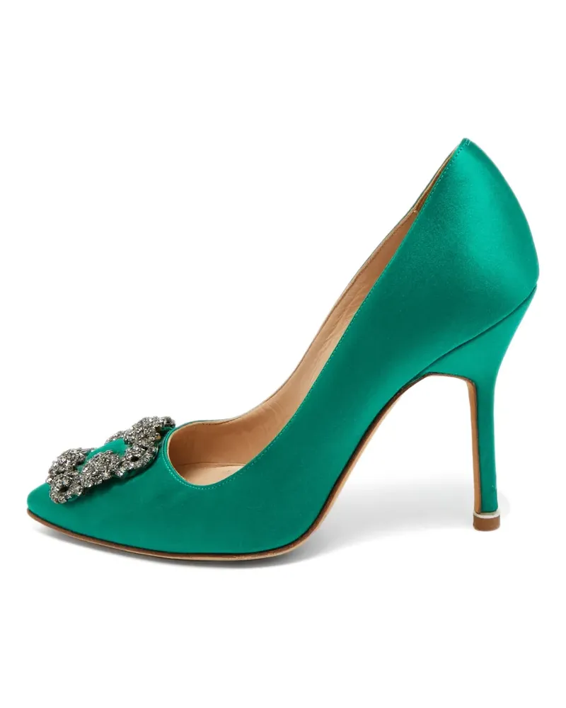 Manolo Blahnik Hangisi Pumps mit Satin-Absatz - Grün Grün