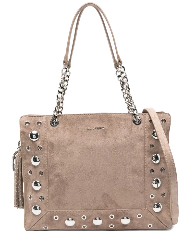 LA CARRIE Ethnic Schultertasche mit Nieten - Nude Nude