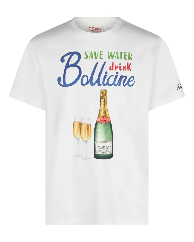 MC2 Saint Barth T-Shirt mit Champagner-Print - Weiß Weiß