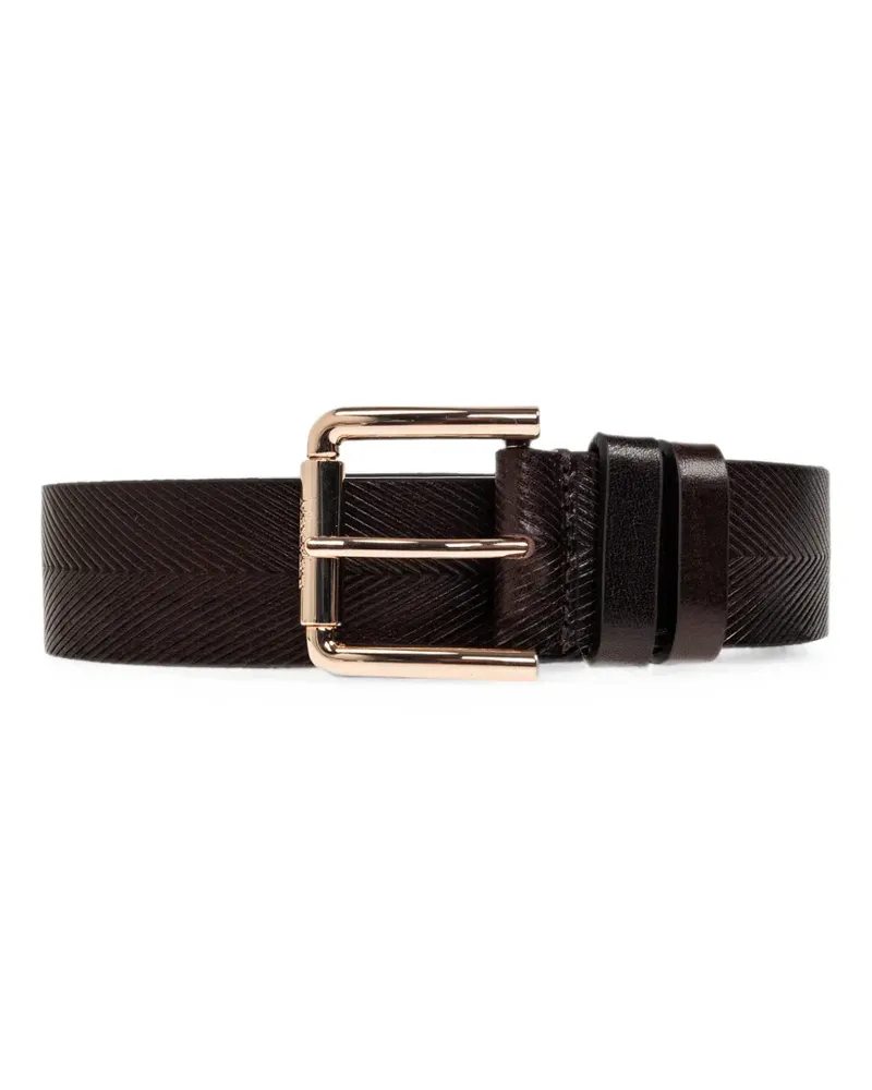Max Mara Angizia chevron-embossed leather belt - Braun Braun