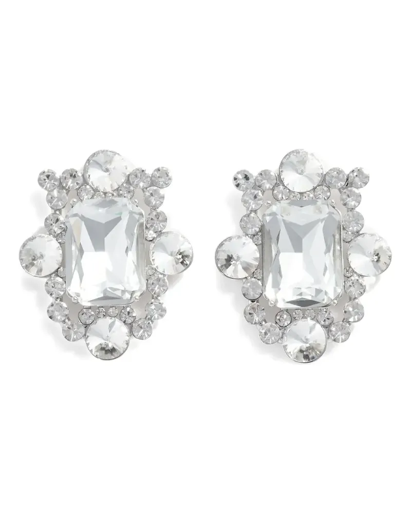 Self-Portrait crystal cluster statement earrings - Silber Silber