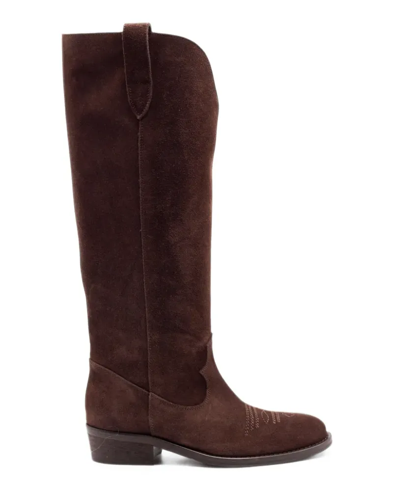 Via Roma 15 embroidered suede boots - Braun Braun