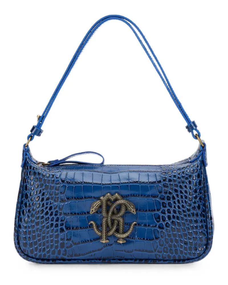 Roberto Cavalli crocodile-effect logo-plaque shoulder bag - Blau Blau