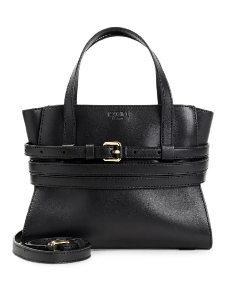 Moschino buckle-detail leather tote bag - Schwarz Schwarz